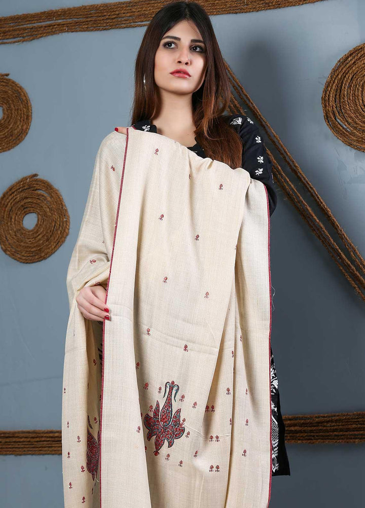 Sanaulla Exclusive Range Embroidered Woolen  Shawl SU21WS 334218 - Woolen Shawls