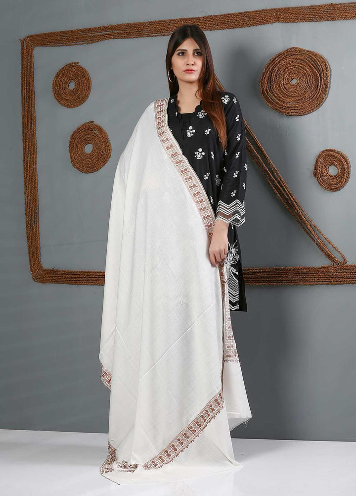 Sanaulla Exclusive Range Embroidered Woolen  Shawl SU21WS 334220 - Woolen Shawls