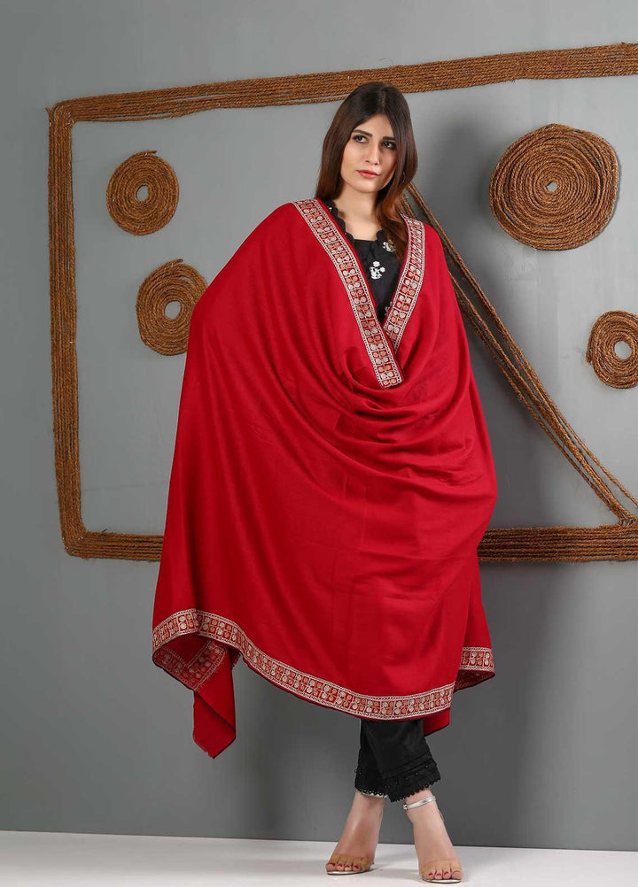 Sanaulla Exclusive Range Embroidered Woolen  Shawl SU21WS 334221 - Woolen Shawls