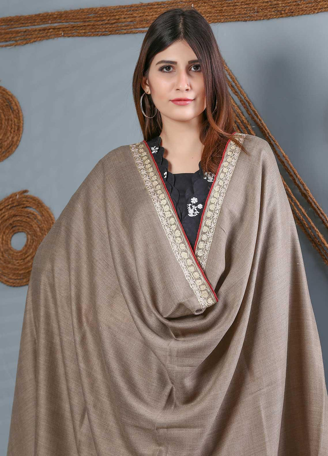 Sanaulla Exclusive Range Embroidered Woolen  Shawl SU21WS 334223 - Woolen Shawls