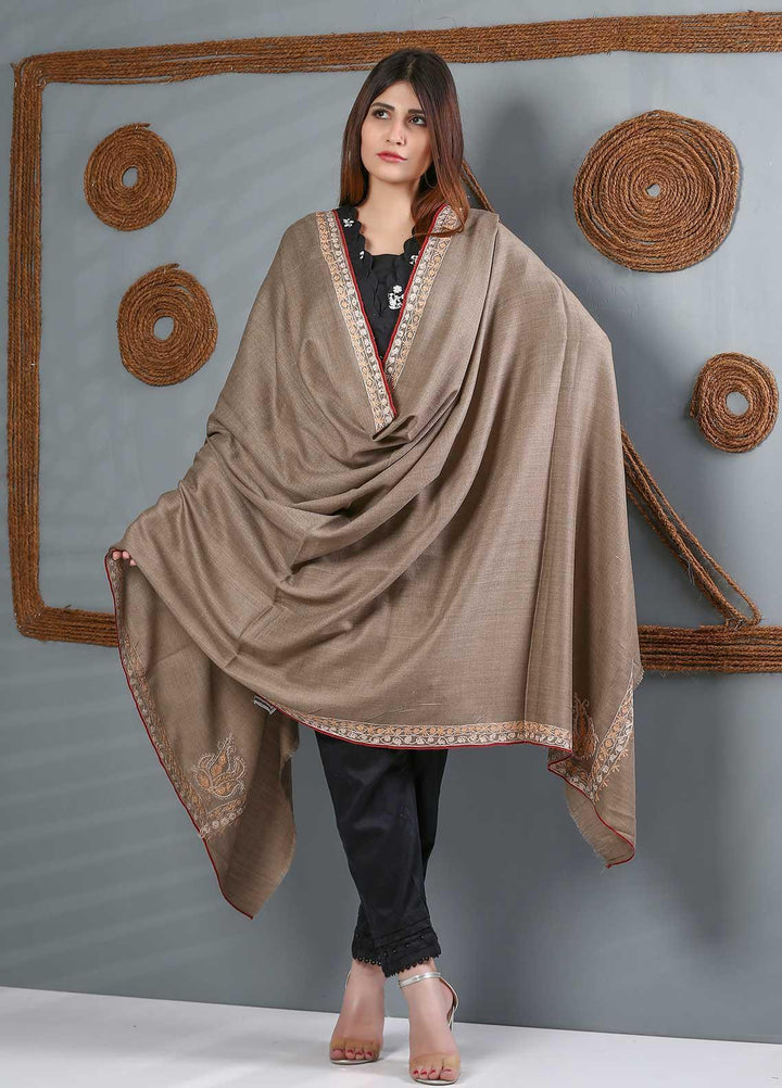 Sanaulla Exclusive Range Embroidered Woolen  Shawl SU21WS 334224 - Woolen Shawls