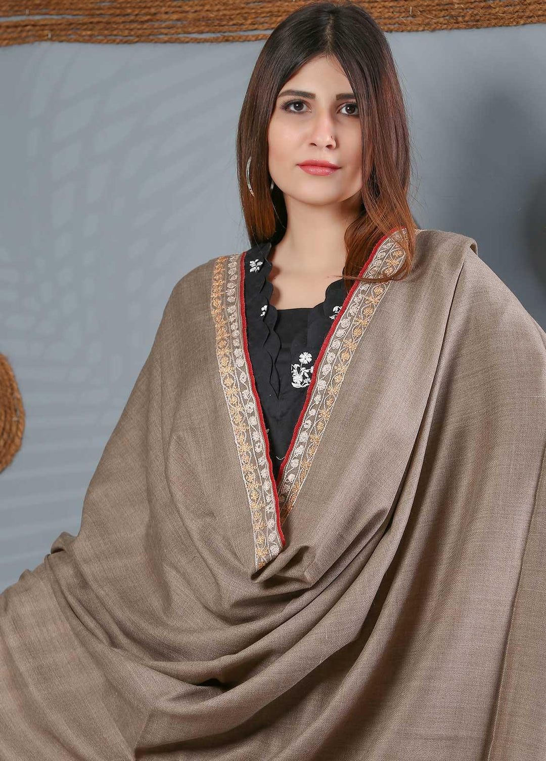 Sanaulla Exclusive Range Embroidered Woolen  Shawl SU21WS 334224 - Woolen Shawls