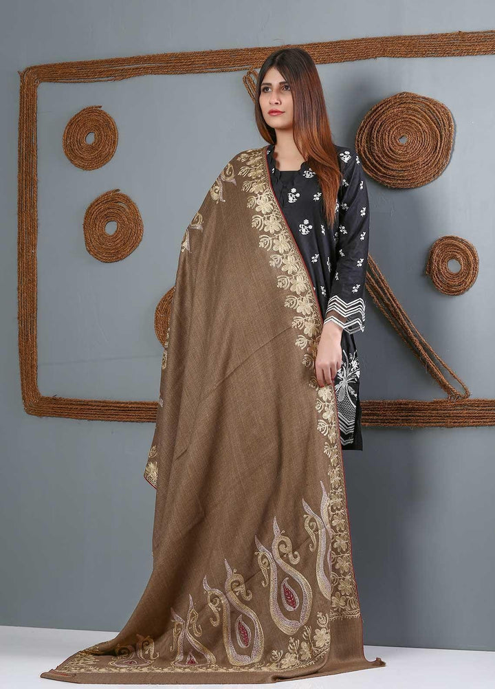 Sanaulla Exclusive Range Embroidered Woolen  Shawl SU21WS 334227 - Woolen Shawls