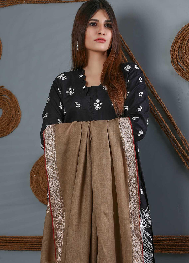 Sanaulla Exclusive Range Embroidered Woolen  Shawl SU21WS 334230 - Woolen Shawls