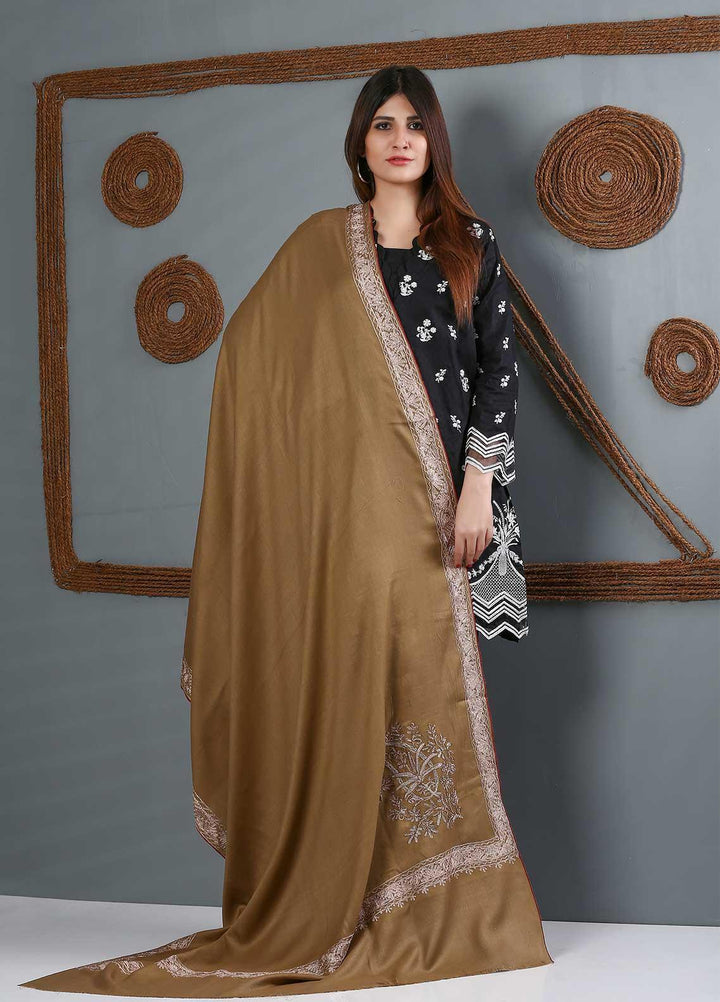 Sanaulla Exclusive Range Embroidered Woolen  Shawl SU21WS 334231 - Woolen Shawls