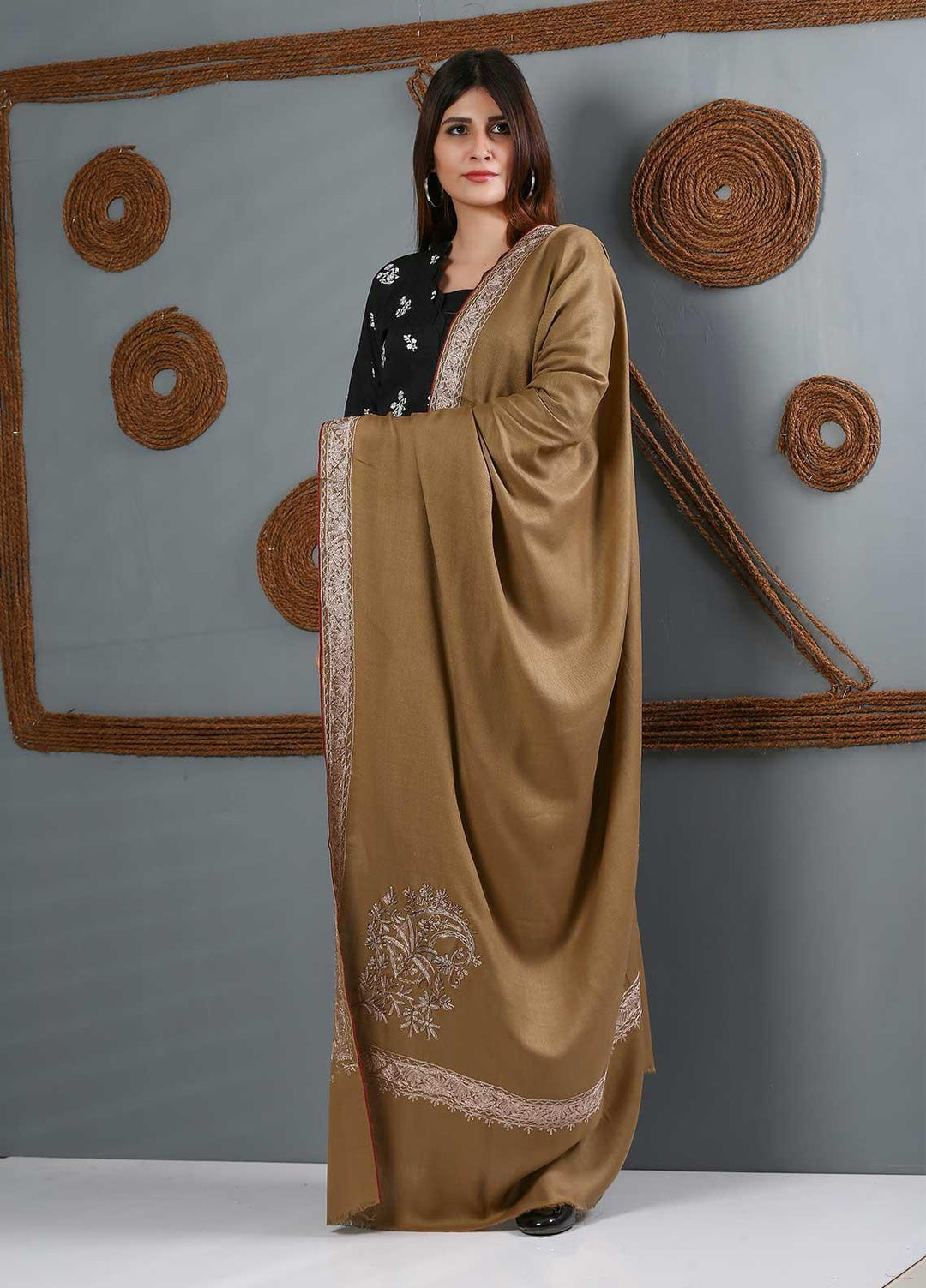 Sanaulla Exclusive Range Embroidered Woolen  Shawl SU21WS 334231 - Woolen Shawls