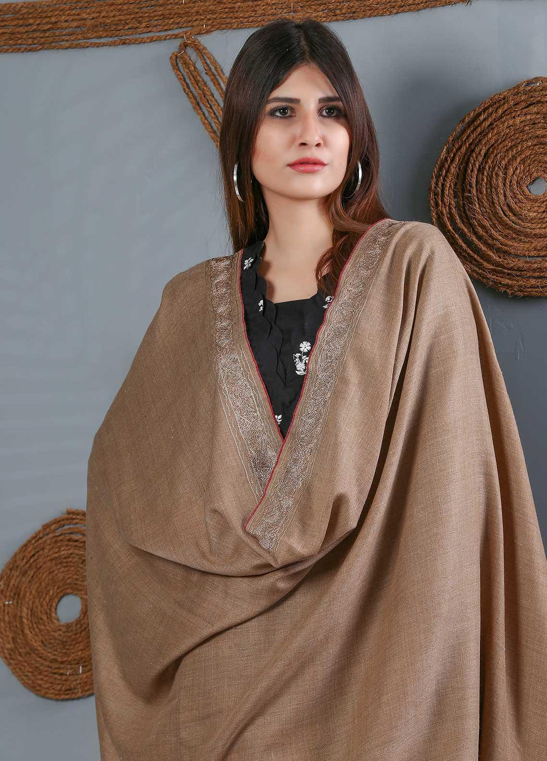 Sanaulla Exclusive Range Embroidered Woolen  Shawl SU21WS 334233 - Woolen Shawls