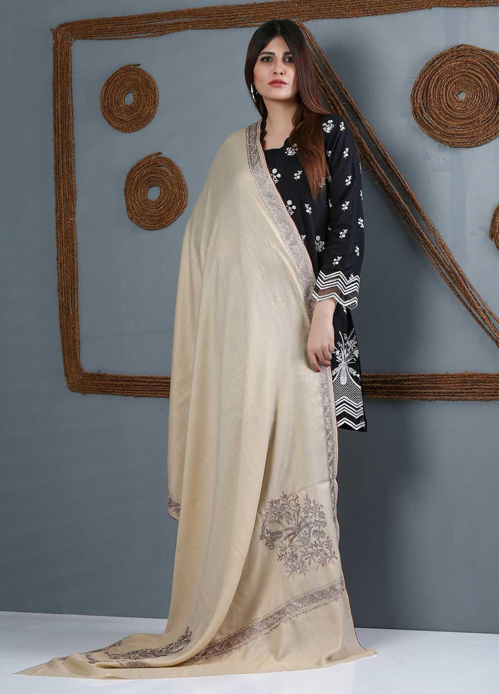 Sanaulla Exclusive Range Embroidered Woolen  Shawl SU21WS 334234 - Woolen Shawls
