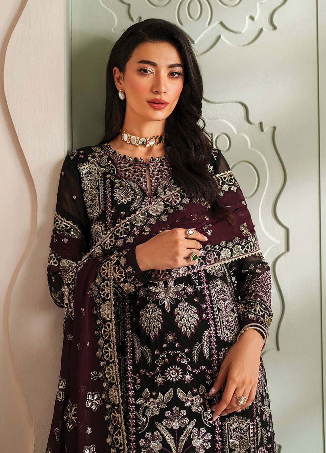 Xenia Embroidered Chiffon Suits Unstitched 3 Piece XE25LU D-01 Ayat - Formals Collection
