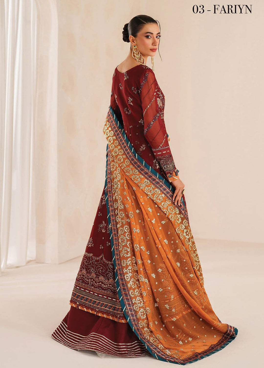 Xenia Embroidered Chiffon Suits Unstitched 3 Piece XE25NU D-03 Fariyn - Formals Collection