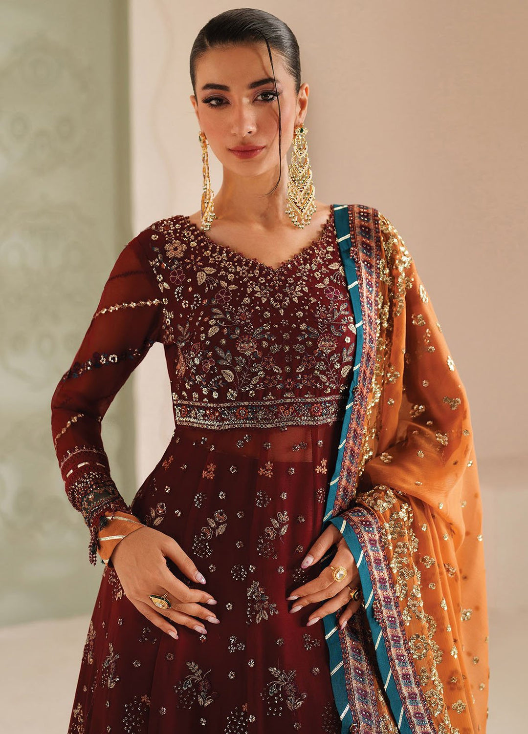 Xenia Embroidered Chiffon Suits Unstitched 3 Piece XE25NU D-03 Fariyn - Formals Collection