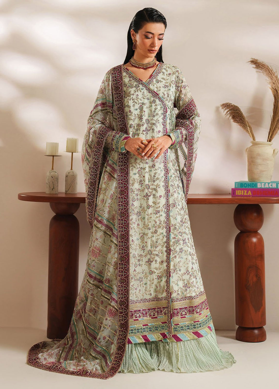 Xenia Embroidered Chiffon Suits Unstitched 3 Piece XE25NU D-04 Zaleh - Formals Collection