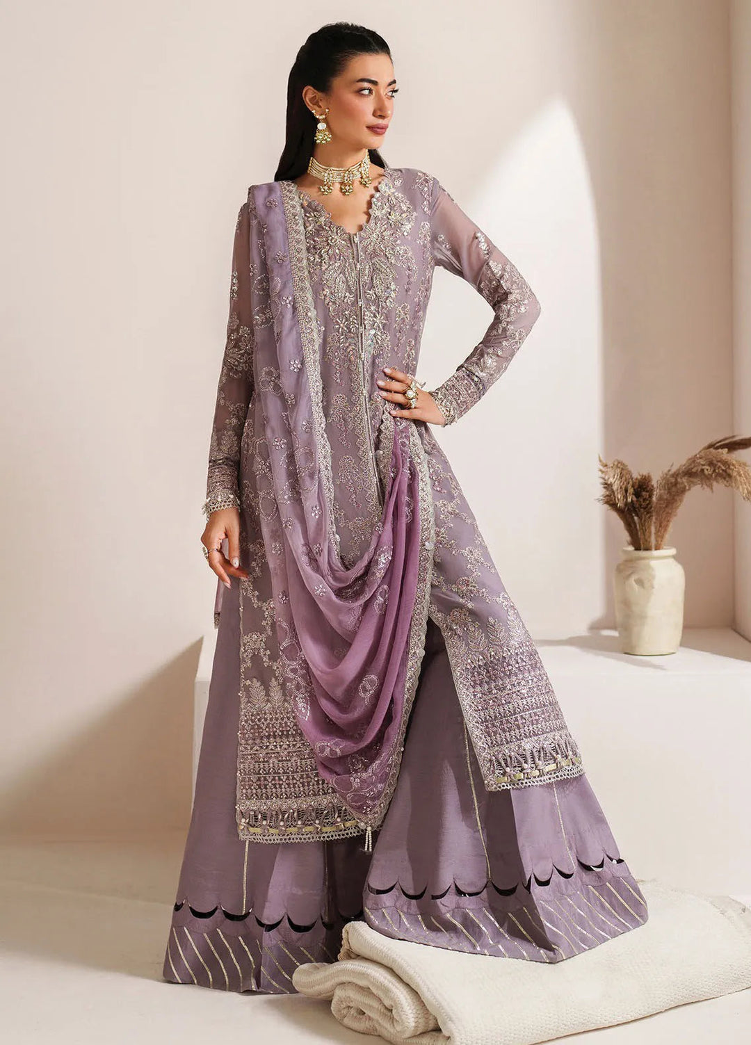 Xenia Embroidered Chiffon Suits Unstitched 3 Piece XE25NU D-05 Mahveen - Formals Collection