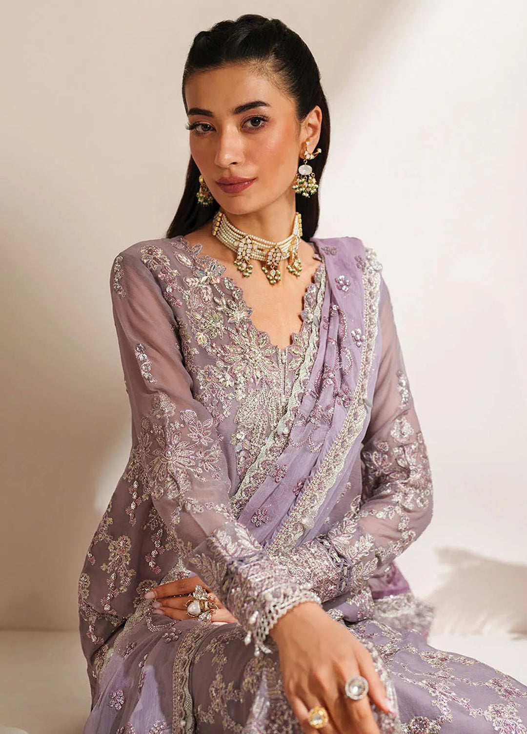 Xenia Embroidered Chiffon Suits Unstitched 3 Piece XE25NU D-05 Mahveen - Formals Collection