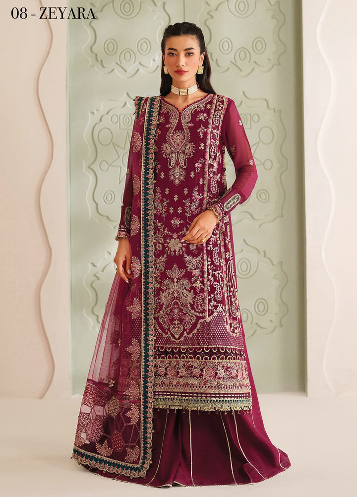 Xenia Embroidered Chiffon Suits Unstitched 3 Piece XE25LU D-08 Zeyara - Formals Collection