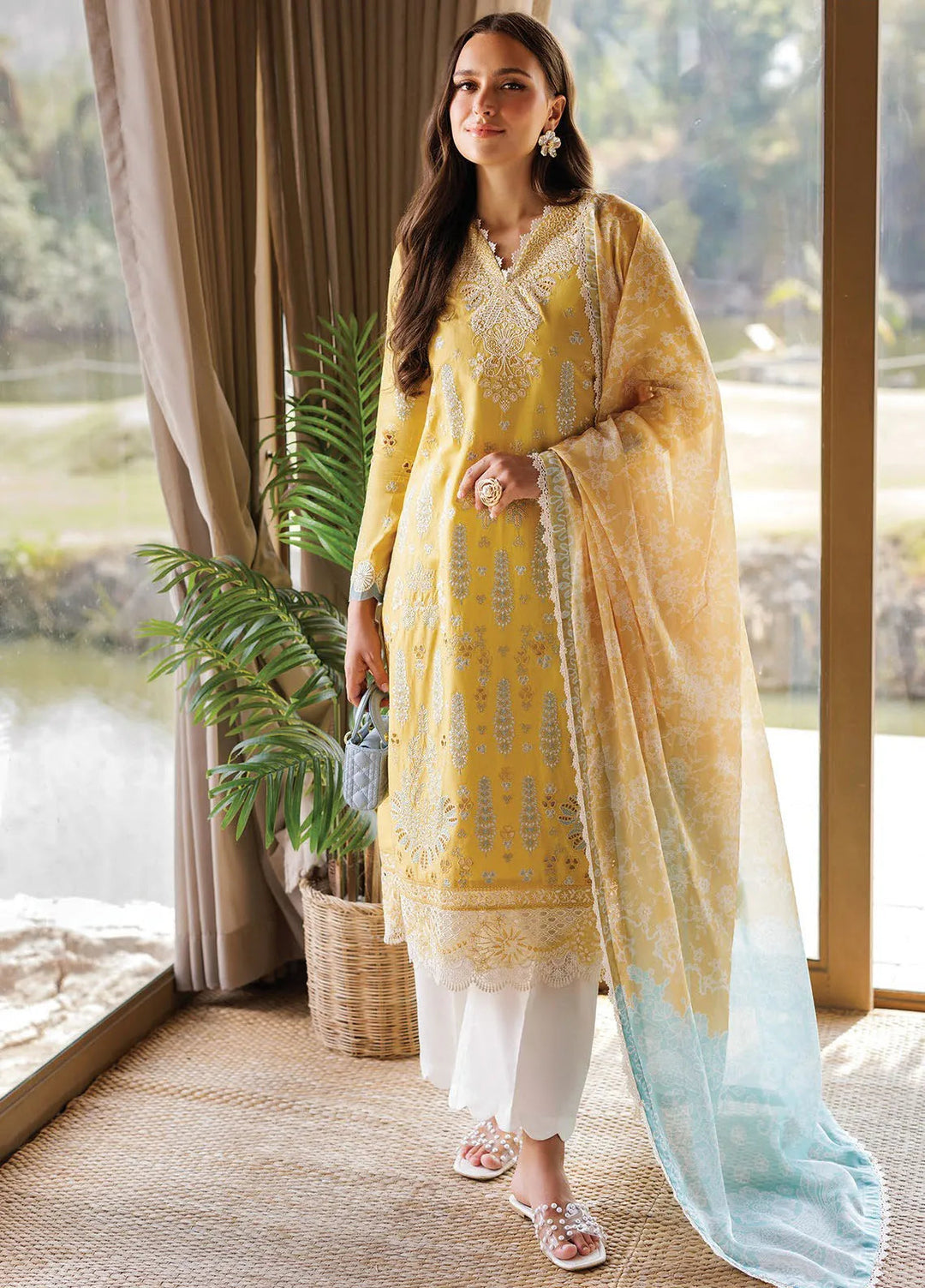 Xenia Embroidered Lawn Suit Unstitched 3 Piece XE25LL D-03 Sinsead - Summer Collection