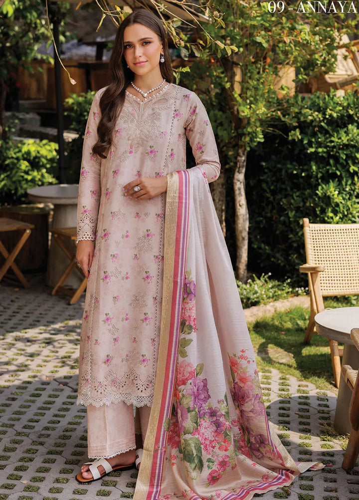 Xenia Embroidered Lawn Suit Unstitched 3 Piece XE25LL D-09 Annaya - Summer Collection