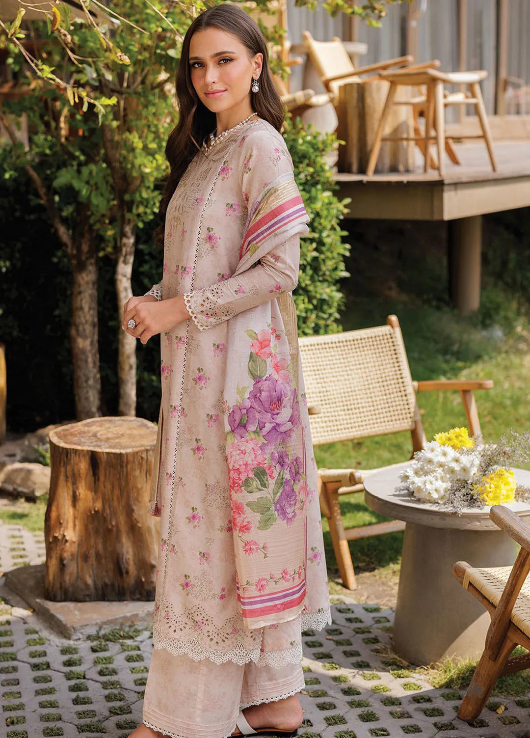 Xenia Embroidered Lawn Suit Unstitched 3 Piece XE25LL D-09 Annaya - Summer Collection