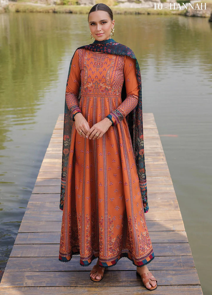 Xenia Embroidered Lawn Suit Unstitched 3 Piece XE25LL D-10 Hannah - Summer Collection