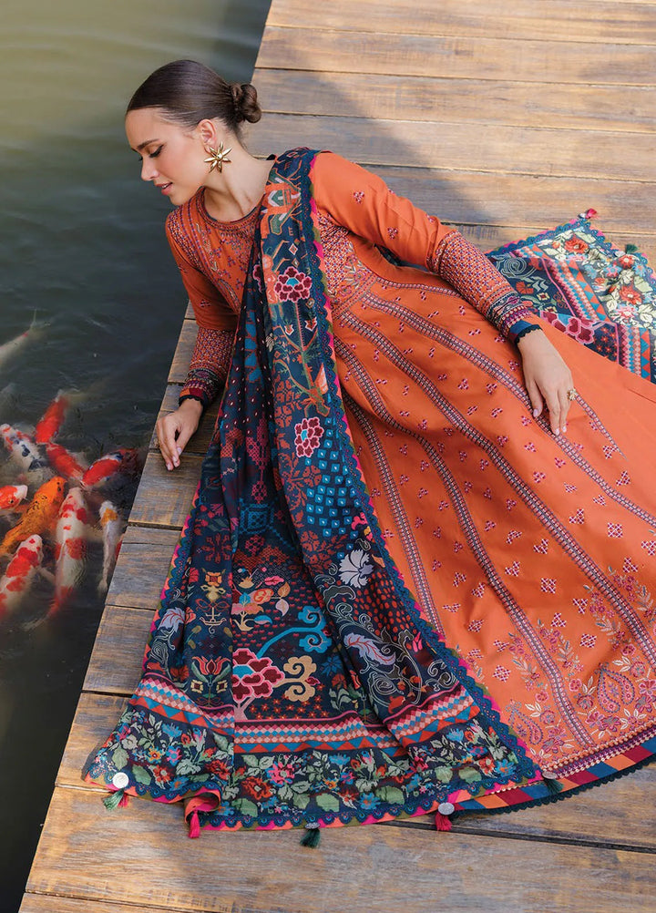 Xenia Embroidered Lawn Suit Unstitched 3 Piece XE25LL D-10 Hannah - Summer Collection
