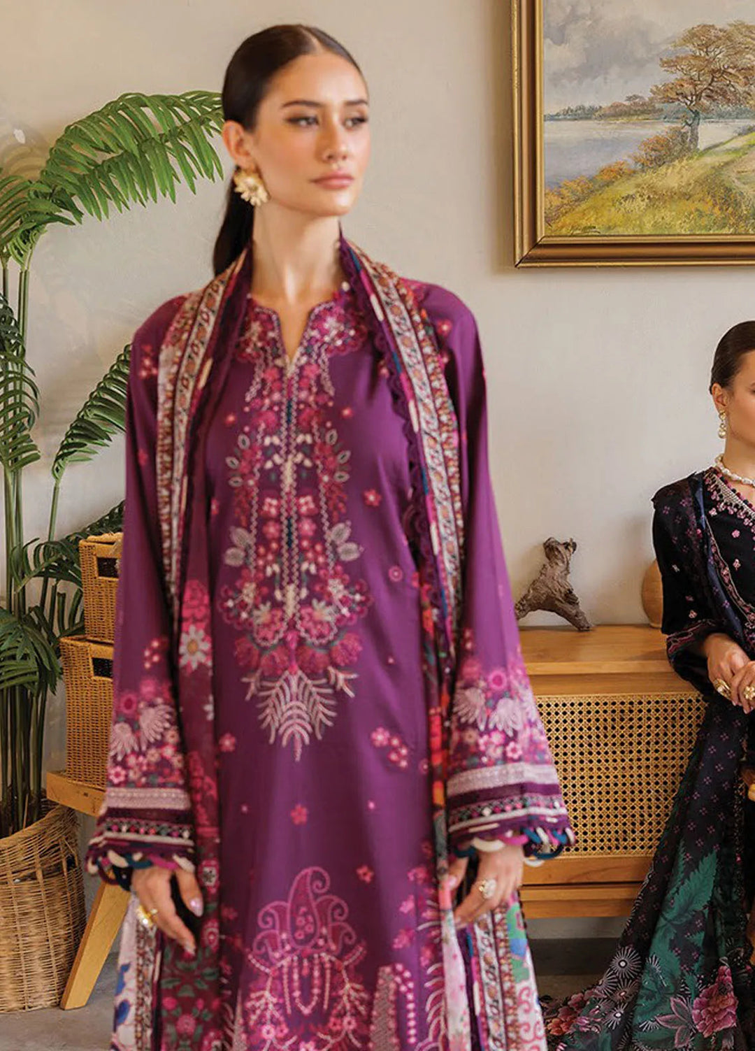 Xenia Embroidered Lawn Suit Unstitched 3 Piece XE25LL D-11 Violet - Summer Collection