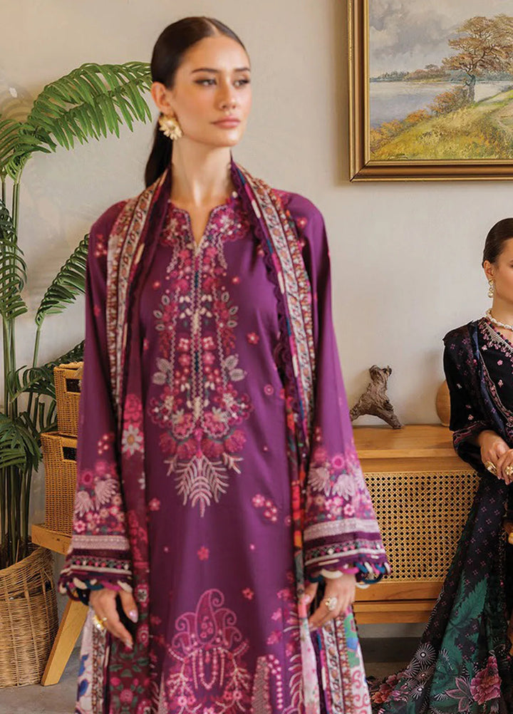 Xenia Embroidered Lawn Suit Unstitched 3 Piece XE25LL D-11 Violet - Summer Collection