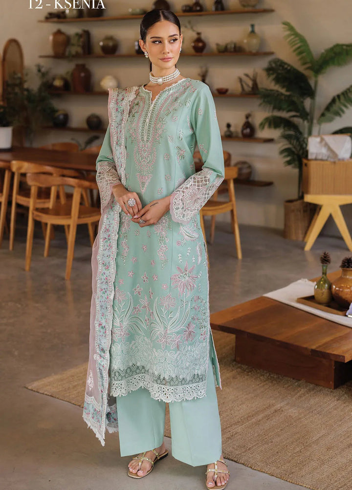 Xenia Embroidered Lawn Suit Unstitched 3 Piece XE25LL D-12 Ksenia - Summer Collection