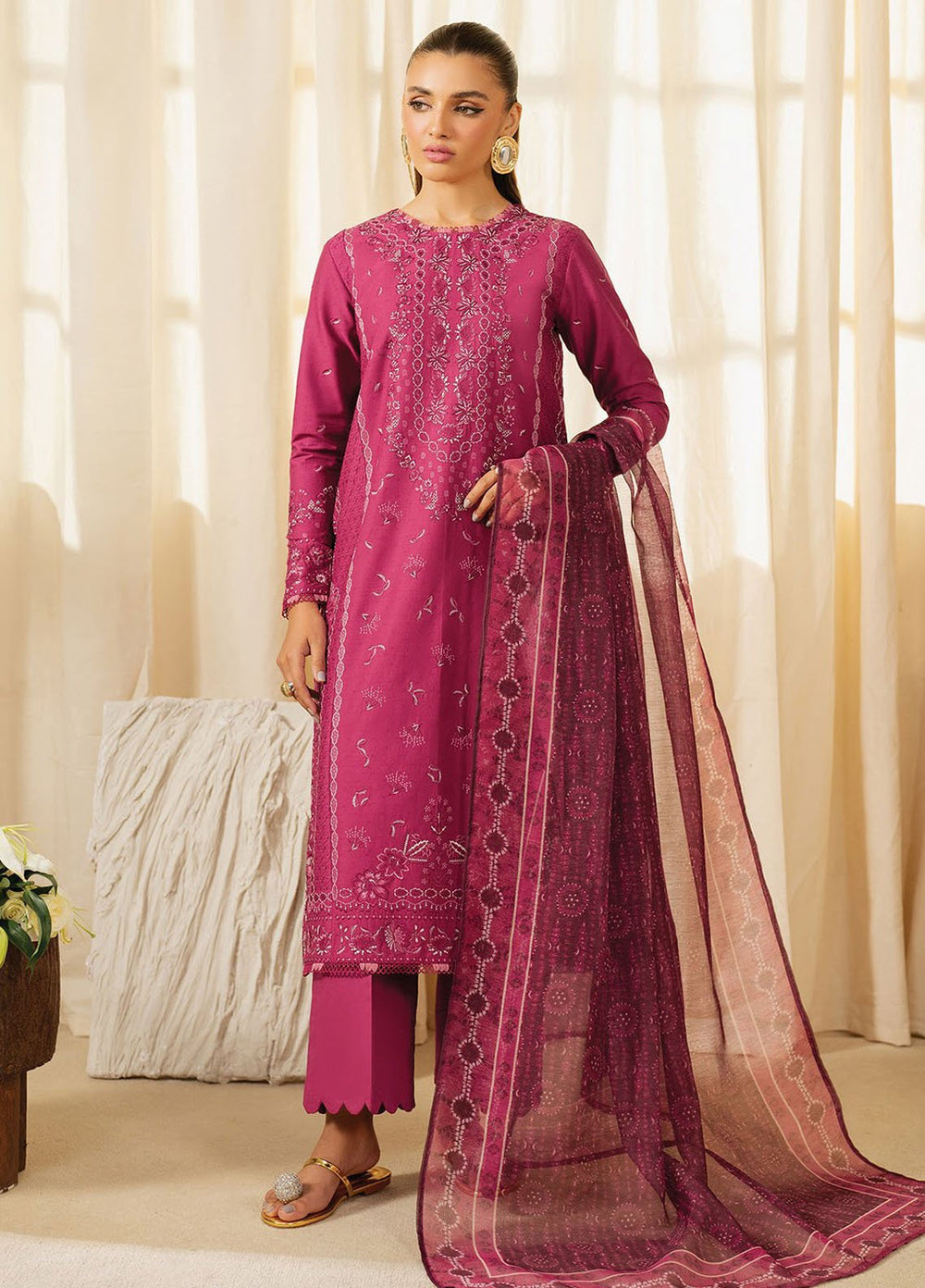 Xenia Embroidered Lawn Suits Unstitched 3 Piece XE25UL D-01 Kunar - Summer Collection