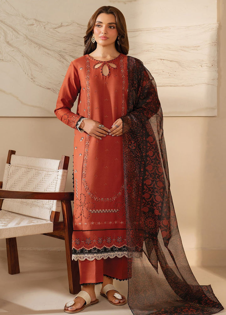 Xenia Embroidered Lawn Suits Unstitched 3 Piece XE25UL D-03 Rustic - Summer Collection