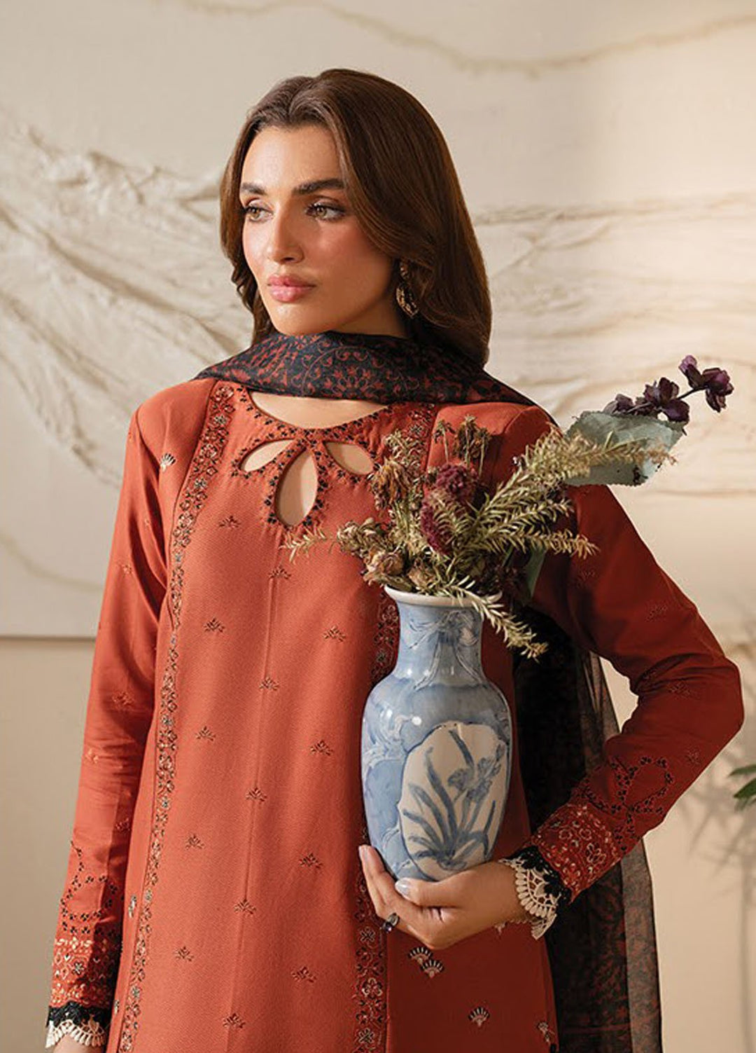 Xenia Embroidered Lawn Suits Unstitched 3 Piece XE25UL D-03 Rustic - Summer Collection