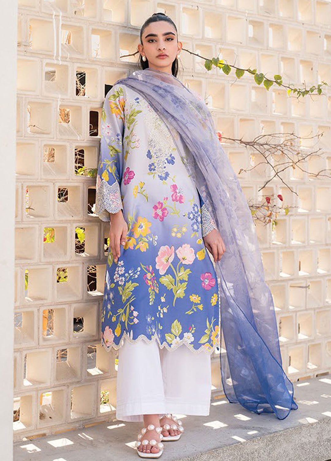 Xenia Embroidered Lawn Suits Unstitched 3 Piece XE25UL D-08 Davian - Summer Collection
