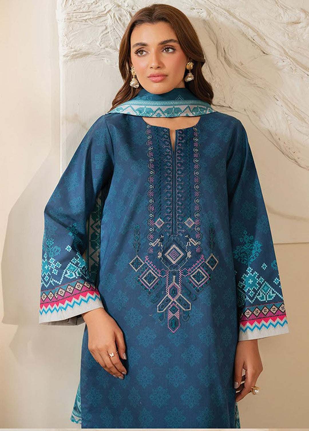 Xenia Embroidered Lawn Suits Unstitched 3 Piece XE25UL D-09 Glem - Summer Collection
