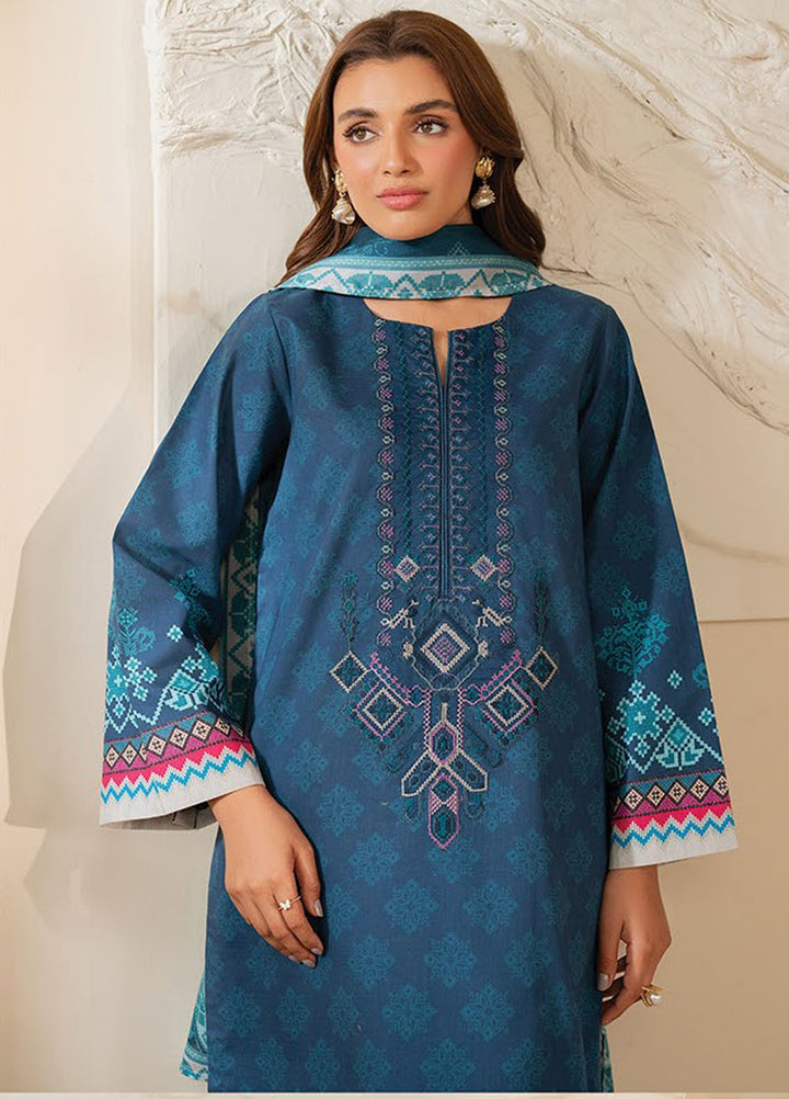 Xenia Embroidered Lawn Suits Unstitched 3 Piece XE25UL D-09 Glem - Summer Collection