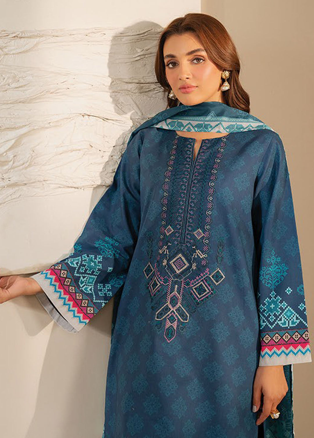 Xenia Embroidered Lawn Suits Unstitched 3 Piece XE25UL D-09 Glem - Summer Collection