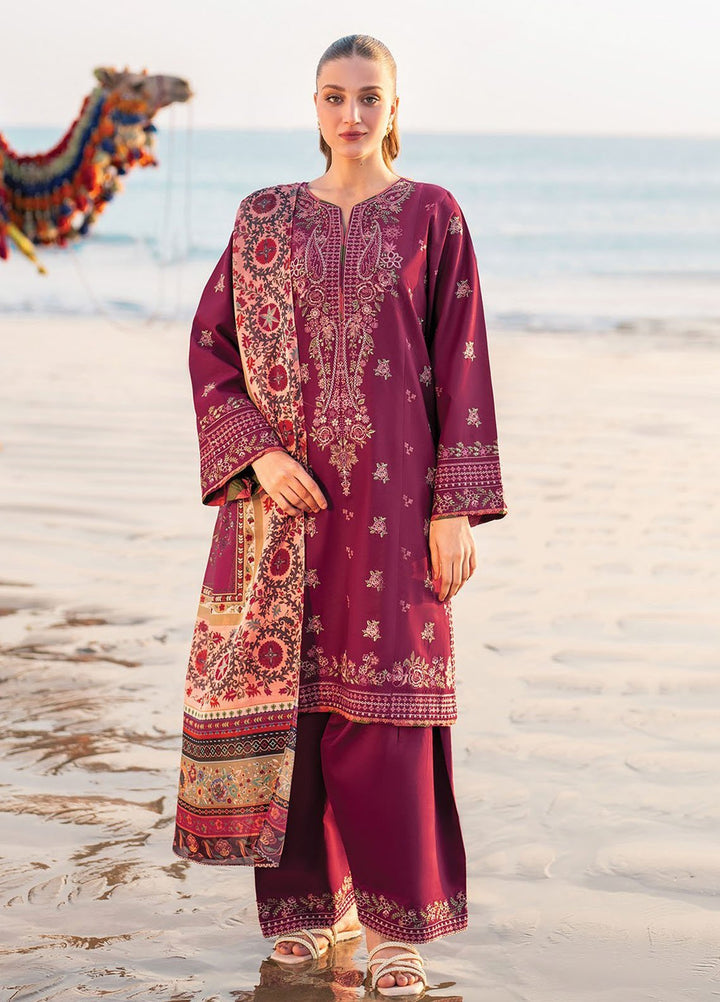 Xenia Embroidered Lawn Suits Unstitched 3 Piece XE25UL D-10 Reed - Summer Collection