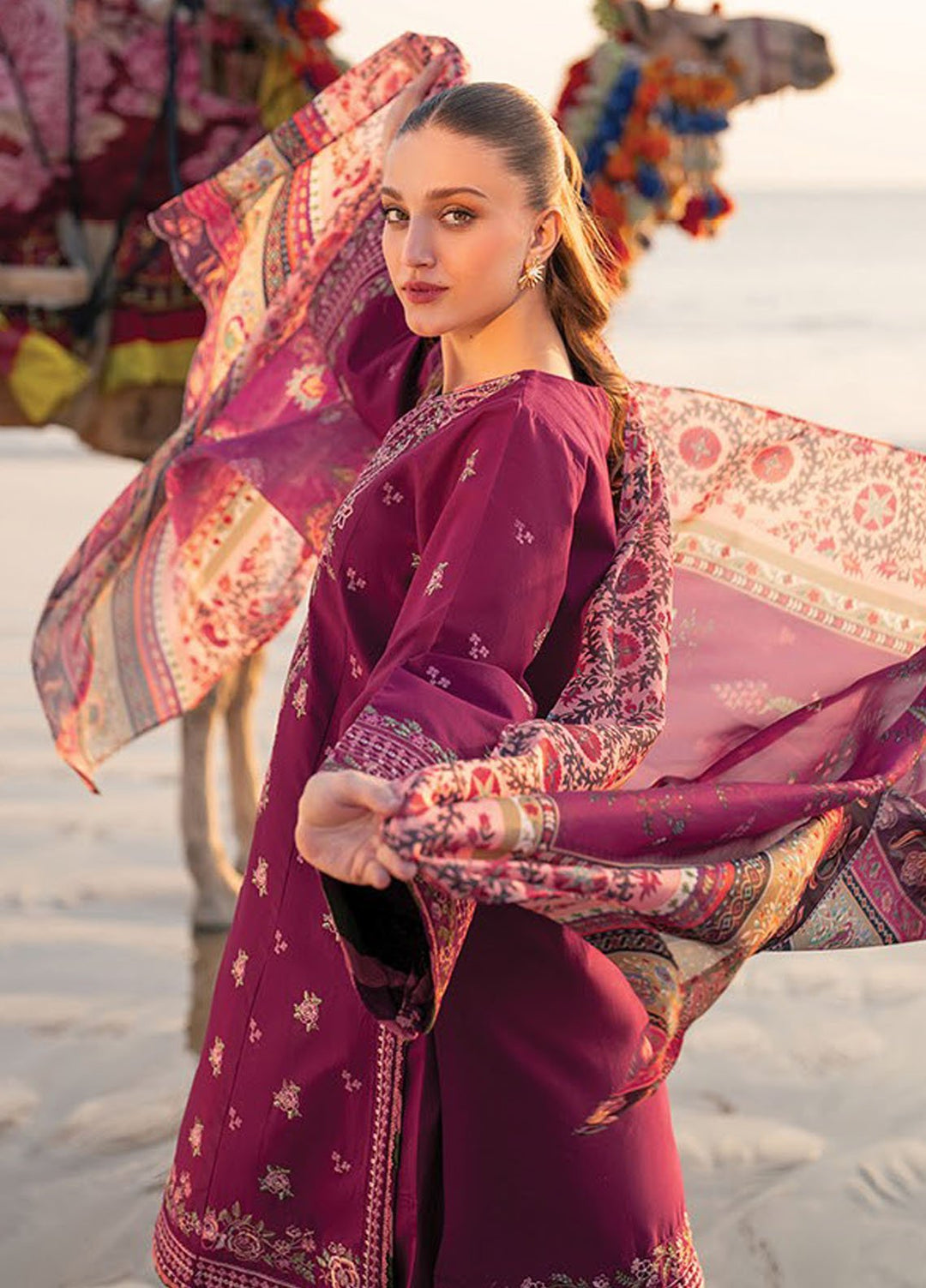 Xenia Embroidered Lawn Suits Unstitched 3 Piece XE25UL D-10 Reed - Summer Collection