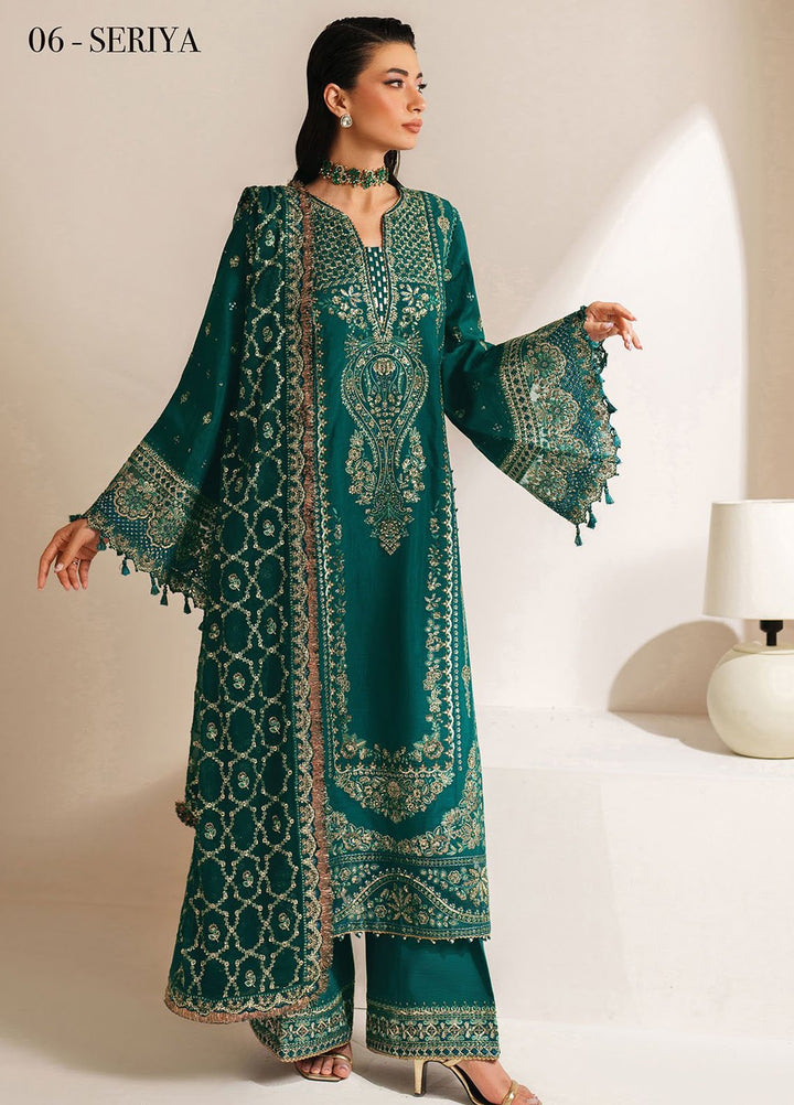 Xenia Embroidered Raw Silk Suits Unstitched 3 Piece XE25NU D-06 Seriya - Formals Collection