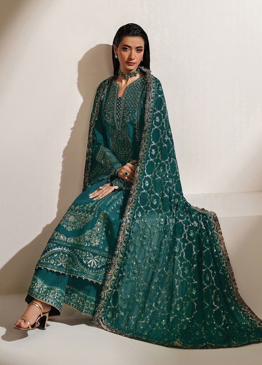 Xenia Embroidered Raw Silk Suits Unstitched 3 Piece XE25LU D-06 Seriya - Formals Collection