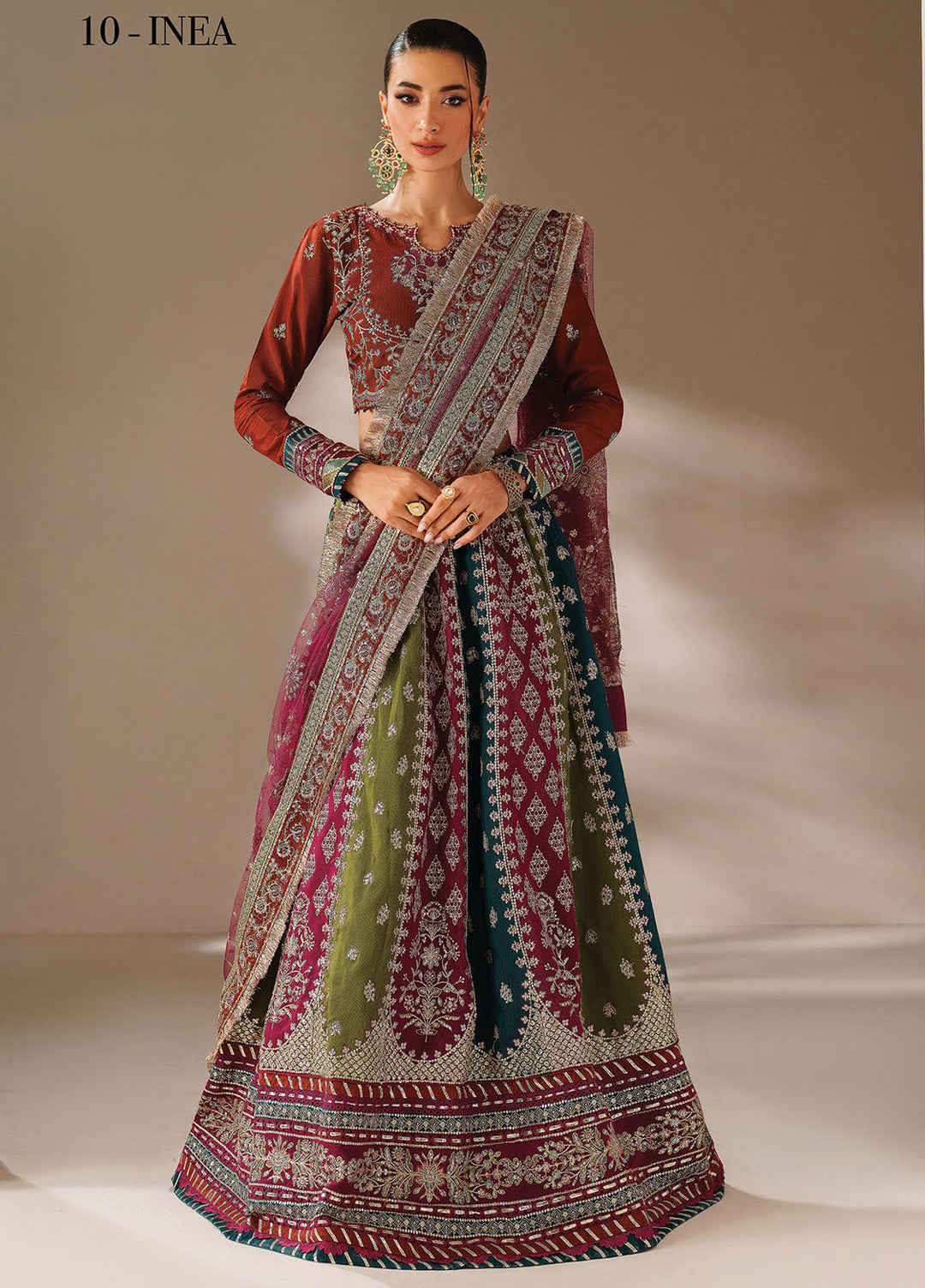 Xenia Embroidered Raw Silk Suits Unstitched 3 Piece XE25LU D-10 Inea - Formals Collection