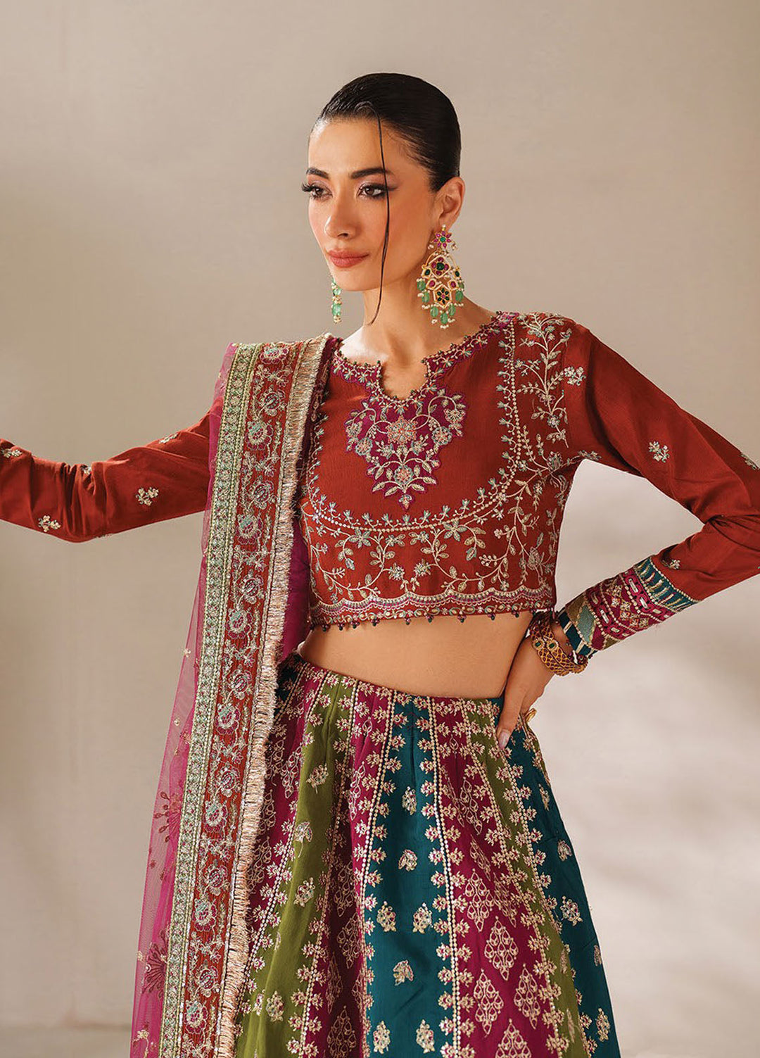 Xenia Embroidered Raw Silk Suits Unstitched 3 Piece XE25LU D-10 Inea - Formals Collection