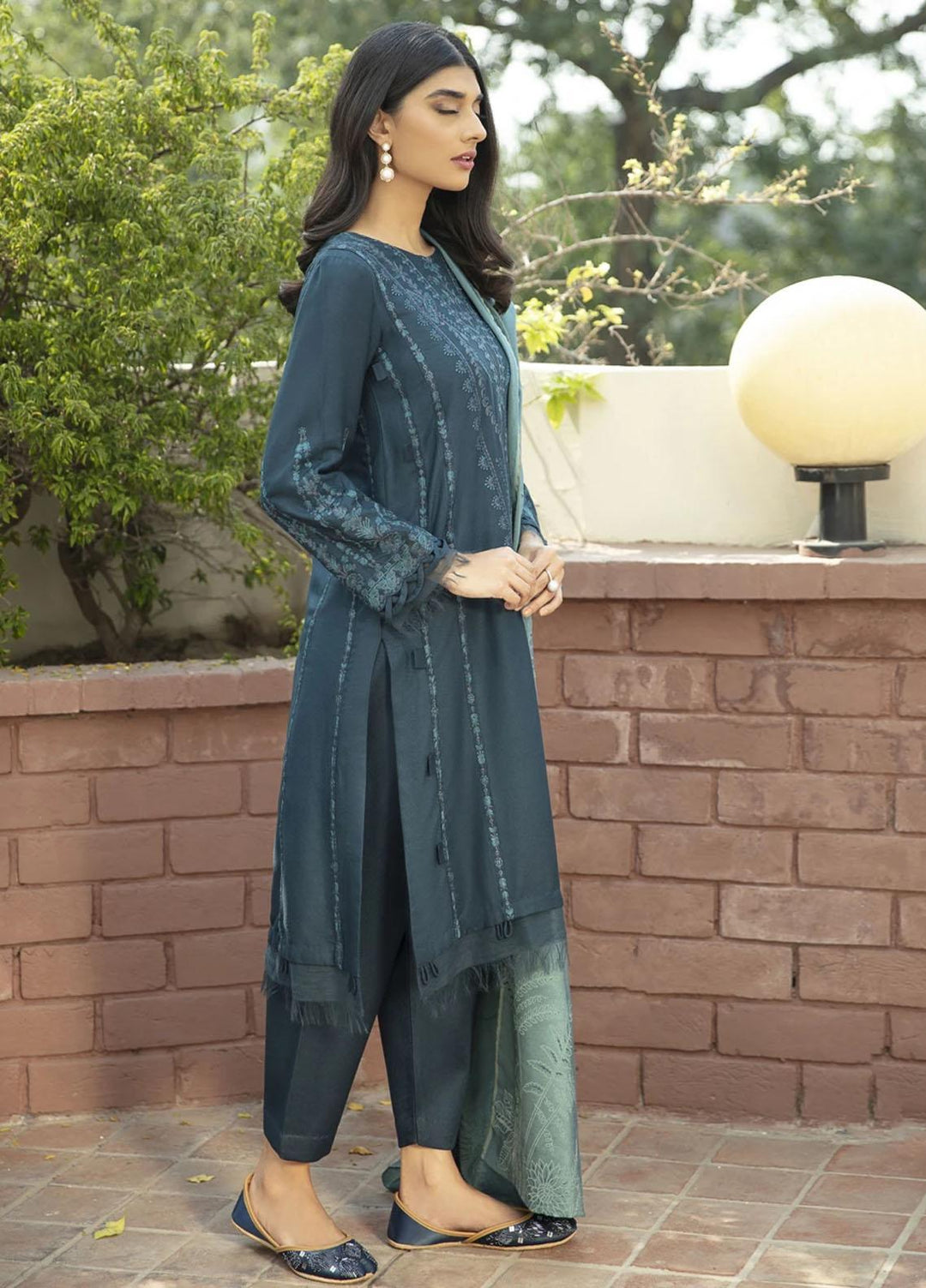 Xenia Formals Casual Pret  Linen Jacquard 3 Piece Suit FARHI XFR-21-291