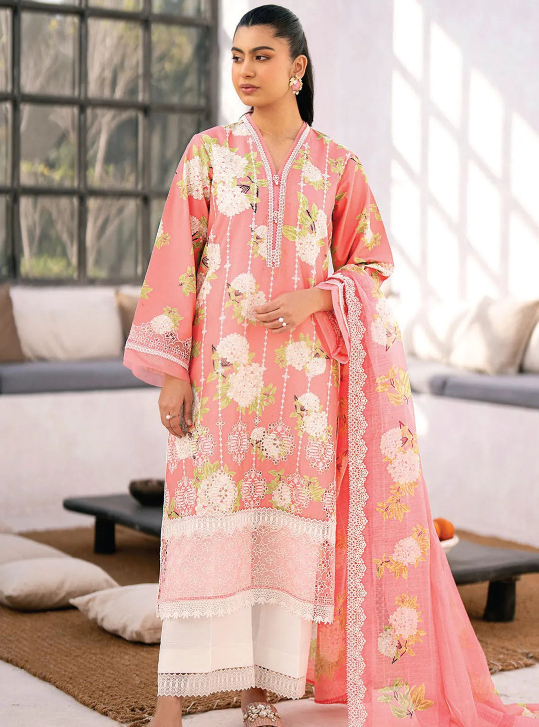 Xenia Formals Chikankari Lawn Suit Unstitched 3 Piece ZE24S 04- Chellam - Summer Collection