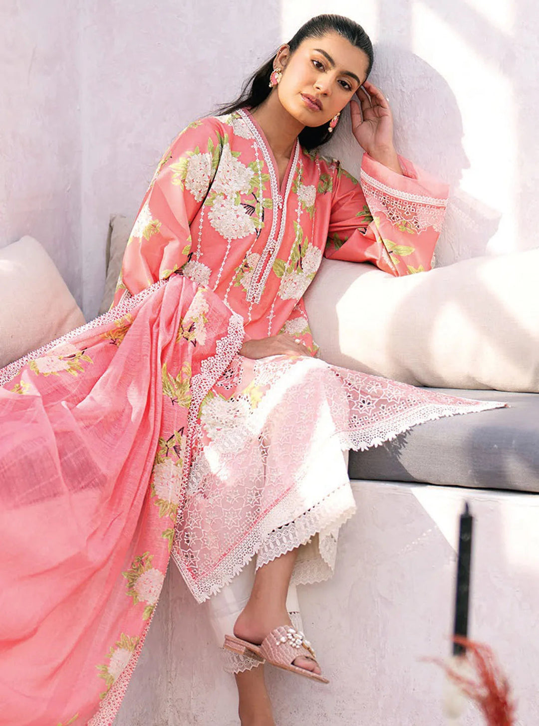 Xenia Formals Chikankari Lawn Suit Unstitched 3 Piece ZE24S 04- Chellam - Summer Collection