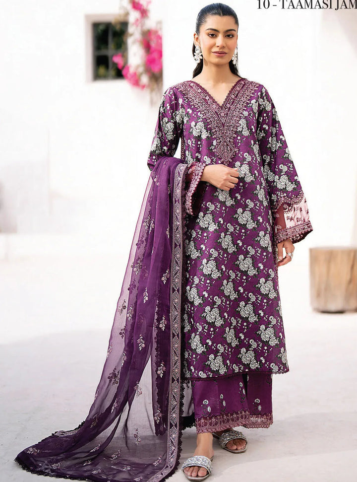Xenia Formals Embroidered Lawn Suit Unstitched 3 Piece ZE24S 10- Taamasi Jamun - Summer Collection