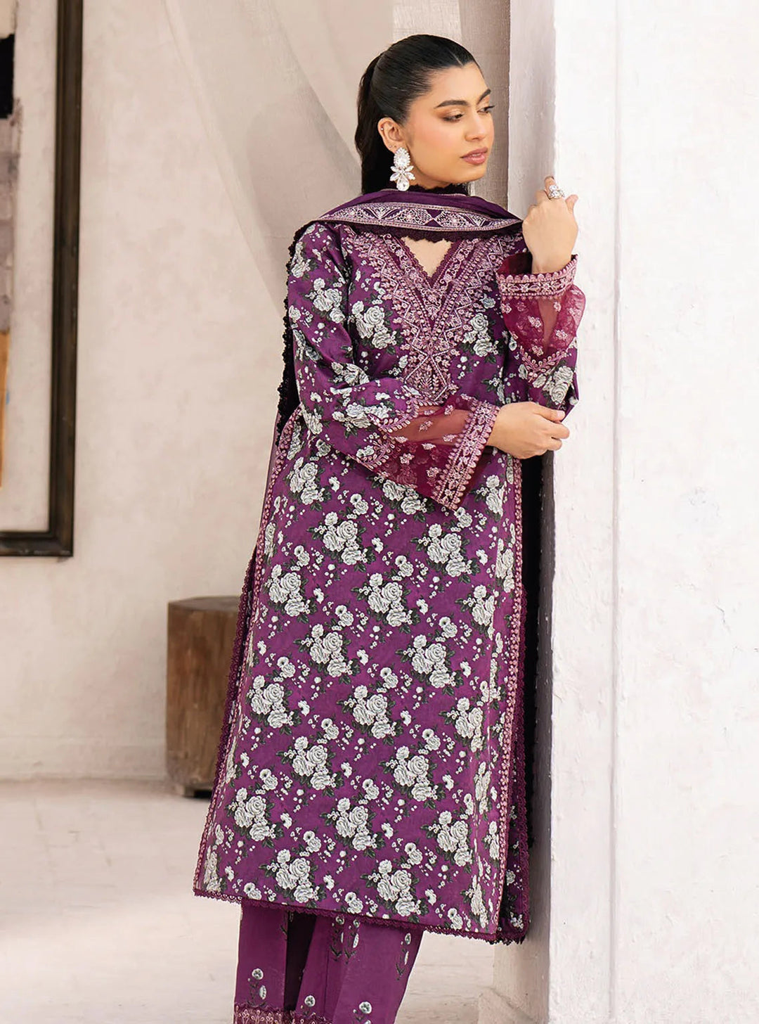 Xenia Formals Embroidered Lawn Suit Unstitched 3 Piece ZE24S 10- Taamasi Jamun - Summer Collection