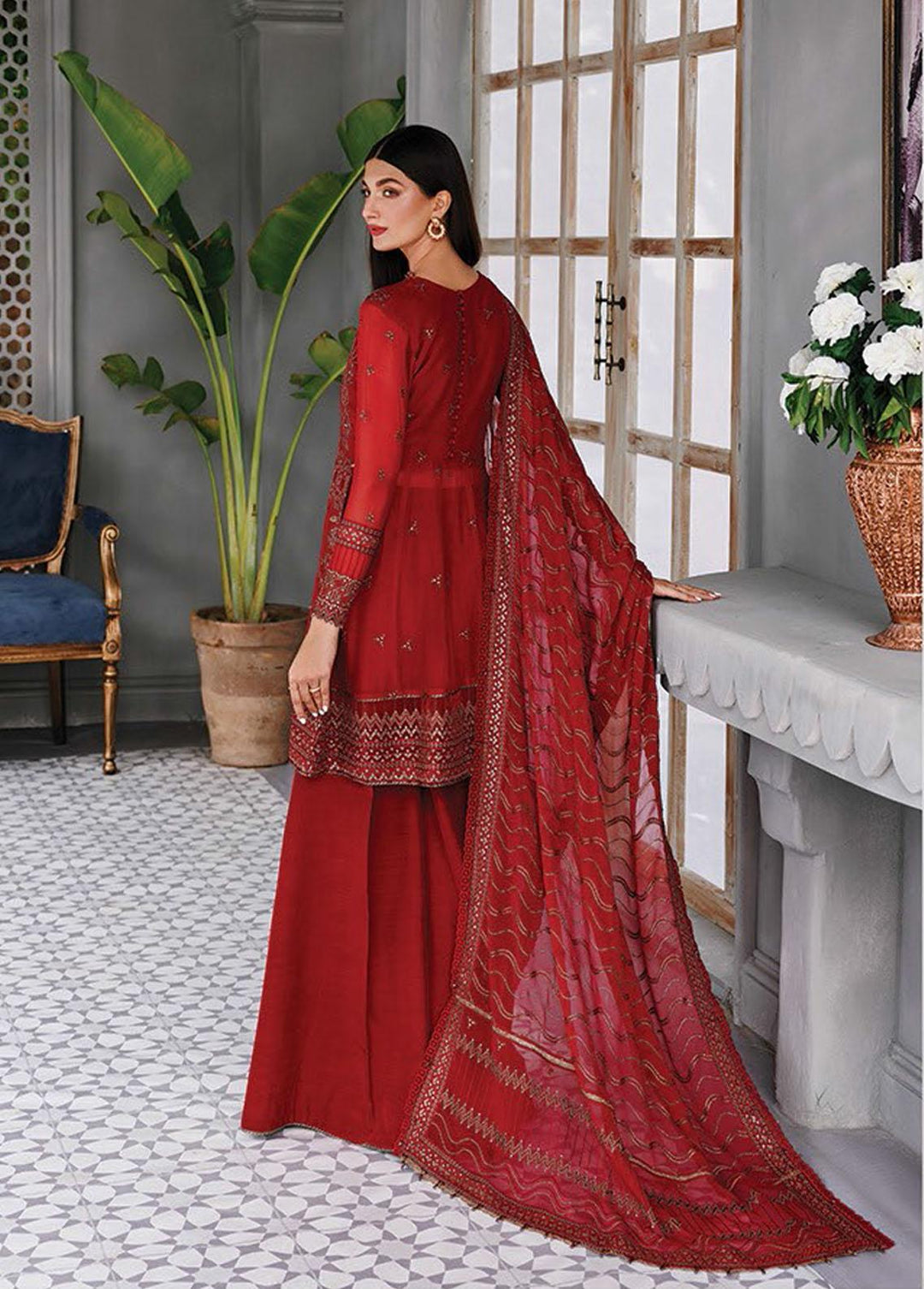 Hera By Xenia Formals Embroidered Chiffon Suits Unstitched 3 Piece XE22H 02 Vanya - Luxury Collection