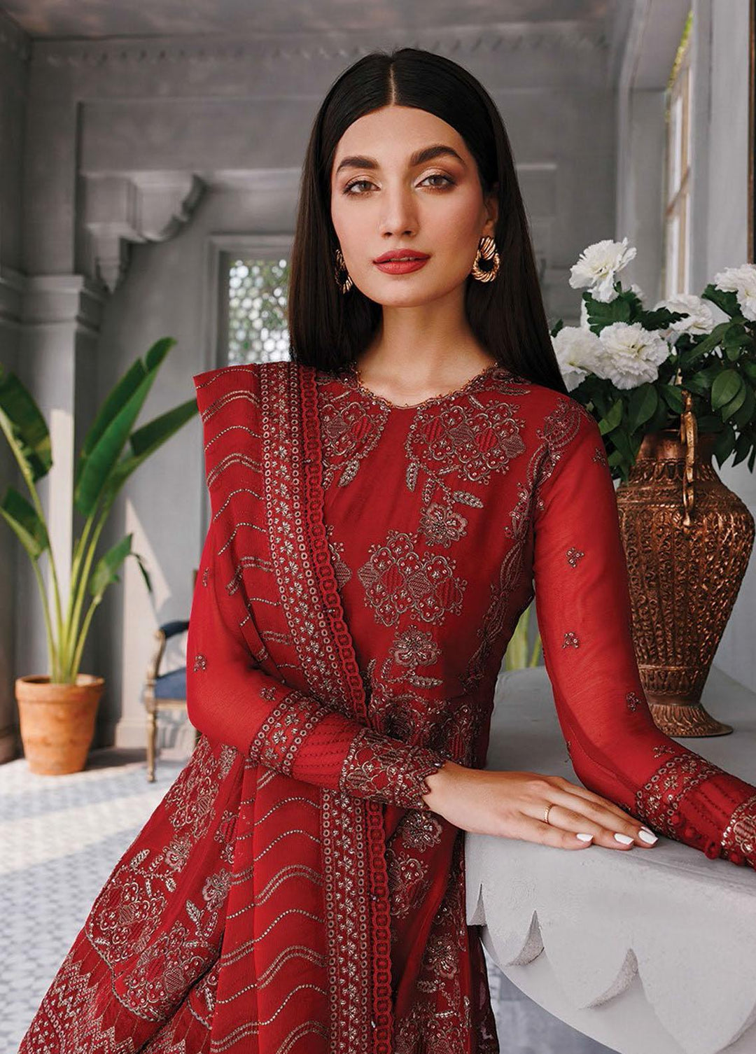 Hera By Xenia Formals Embroidered Chiffon Suits Unstitched 3 Piece XE22H 02 Vanya - Luxury Collection