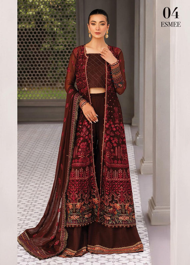 Hera By Xenia Formals Embroidered Chiffon Suits Unstitched 3 Piece XE22H 04 Esmee - Luxury Collection