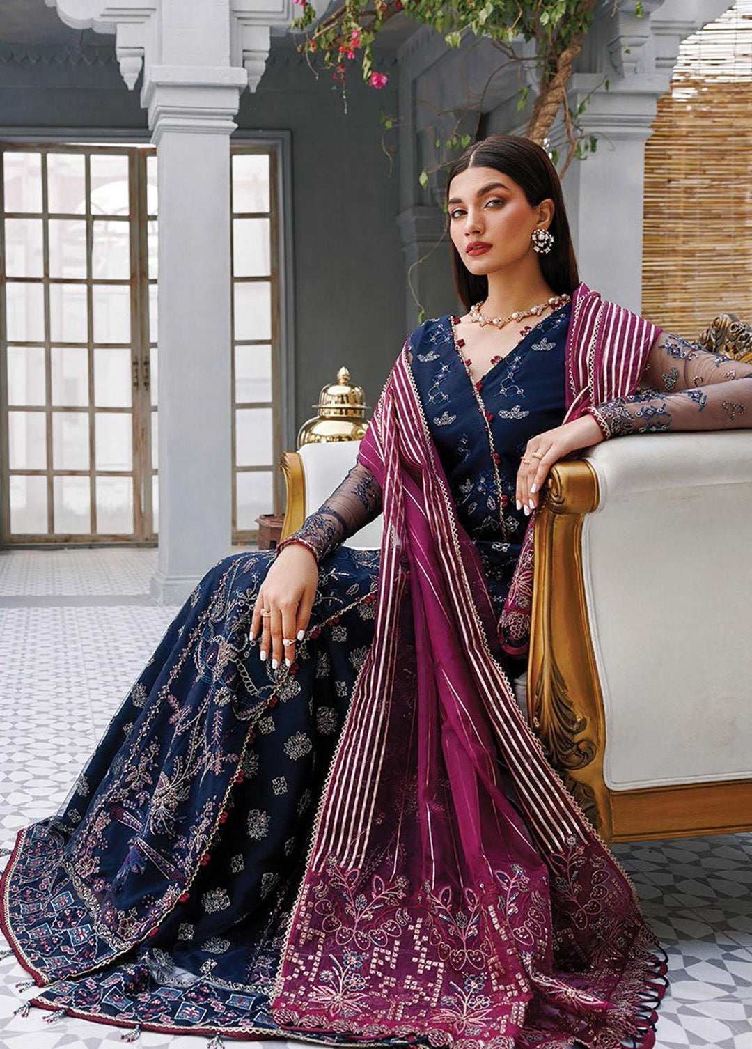 Hera By Xenia Formals Embroidered Net Suits Unstitched 3 Piece XE22H 06 Namar - Luxury Collection