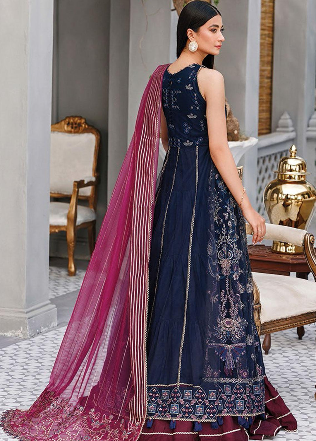 Hera By Xenia Formals Embroidered Net Suits Unstitched 3 Piece XE22H 06 Namar - Luxury Collection